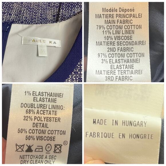 Paule Ka Sheath Dress Tweed Sleeveless Round Neck Purple Cream Women’s Size 8 - Picture 11 of 12